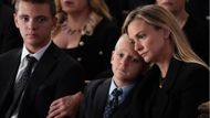 JJ LaMontagne and her boys at the funeral (Image via Paramount+)